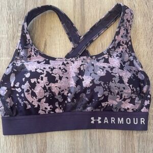 Under Armour Purple Camo Compression Racerback Sports Bra Medium Impact Size M